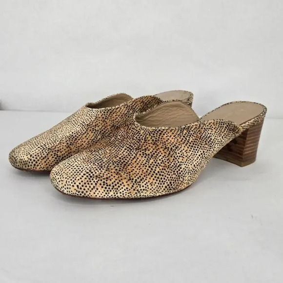 Anthropologie Animal Print Velvet Heeled Mules size 40 - Picture 1 of 6